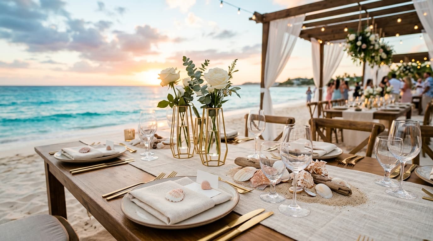 Beach Wedding Table Decor: Shells, Sand, and Seaside Elegance