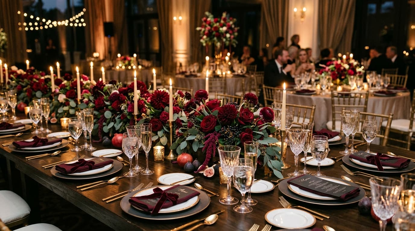 Burgundy Wedding Table Ideas: Rich and Dramatic