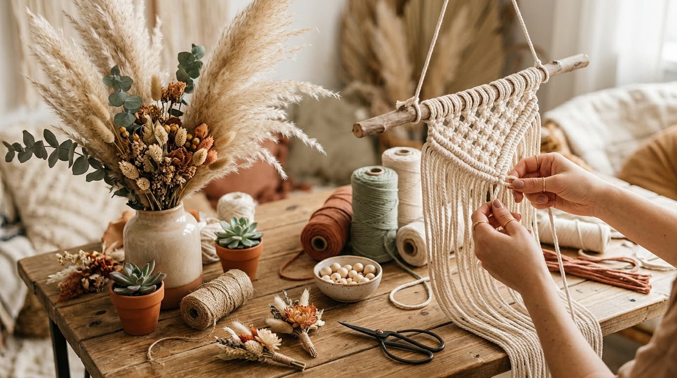 DIY Boho Wedding Decor: Macrame, Pampas, and Earthy Tones