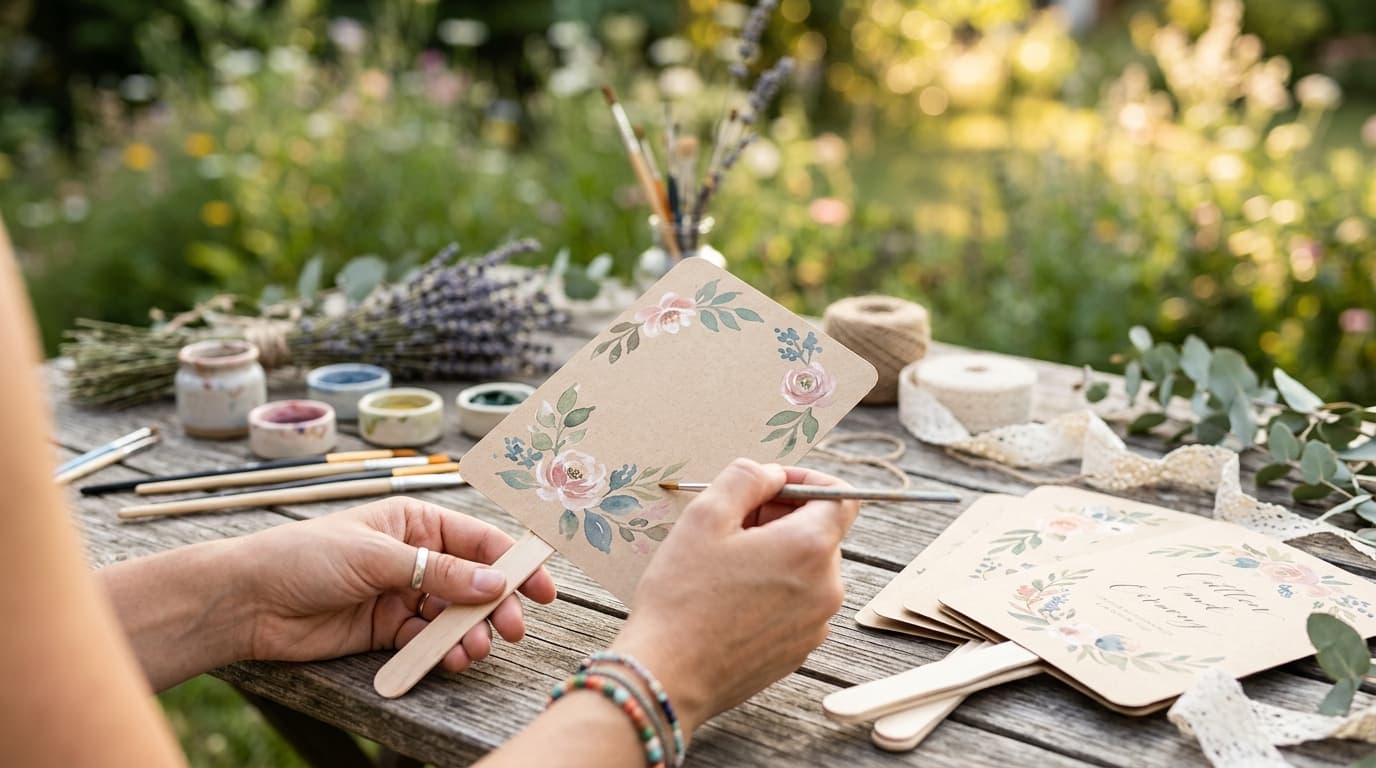 DIY Wedding Program Fans for Outdoor Ceremonies