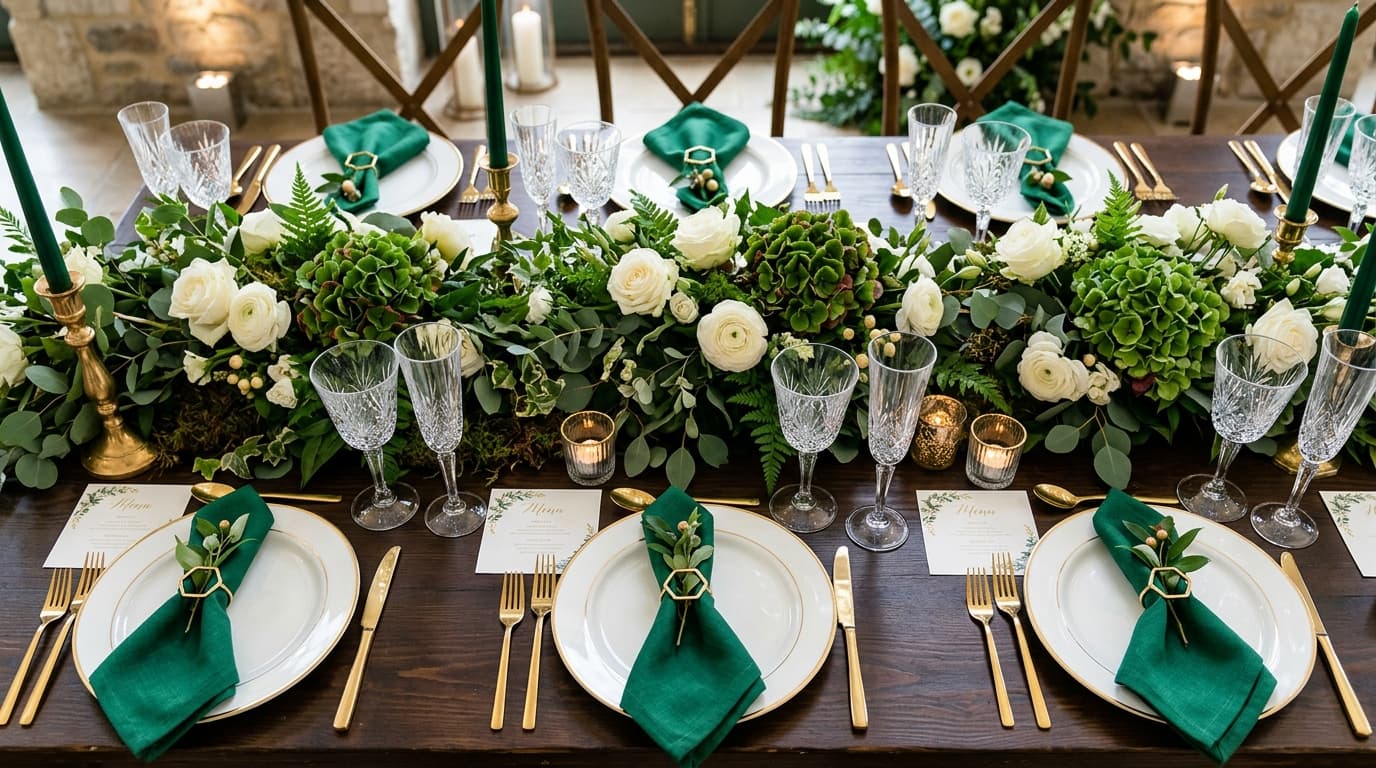 Emerald Green Wedding Table Ideas: Rich and Royal